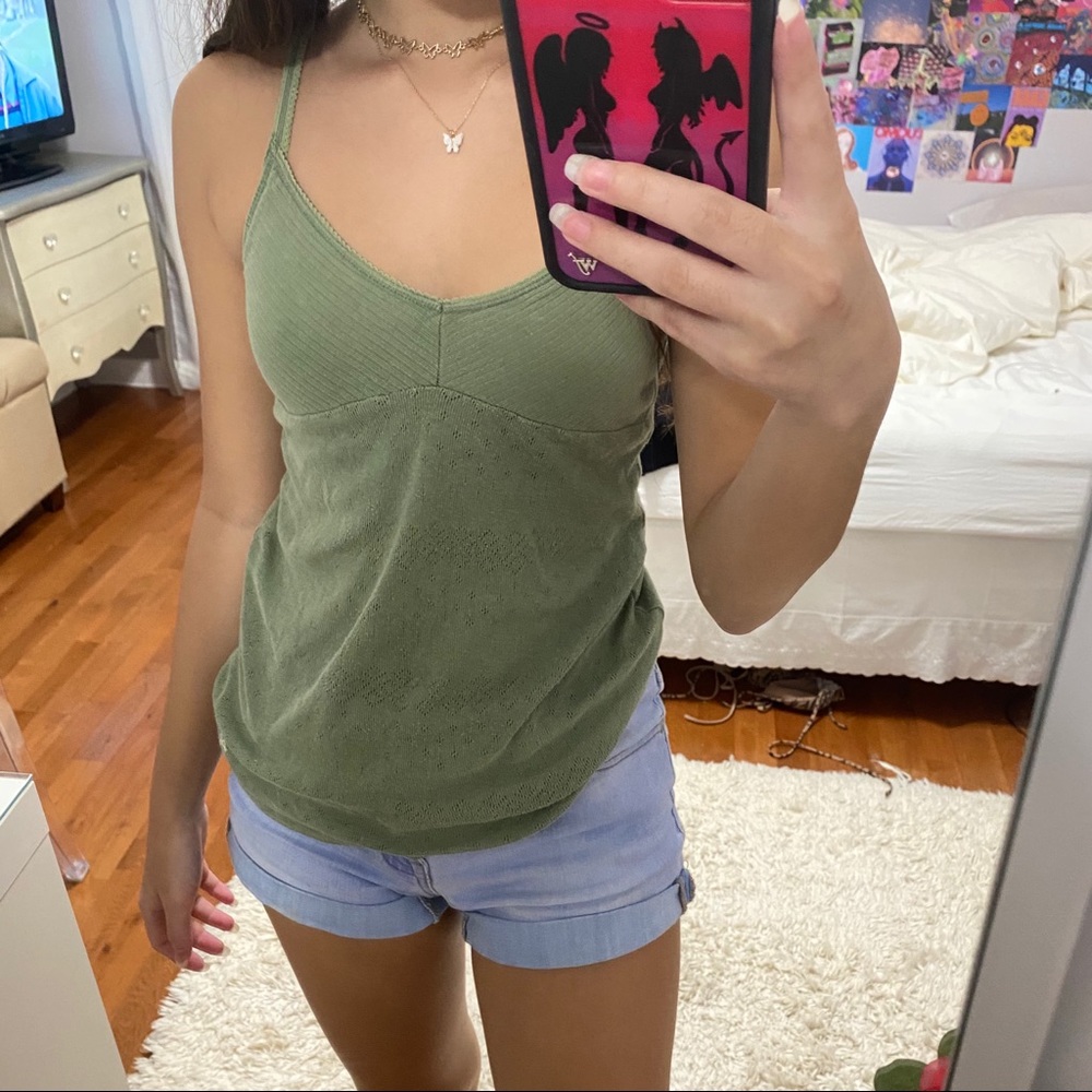Y2K American eagle green cami tank top